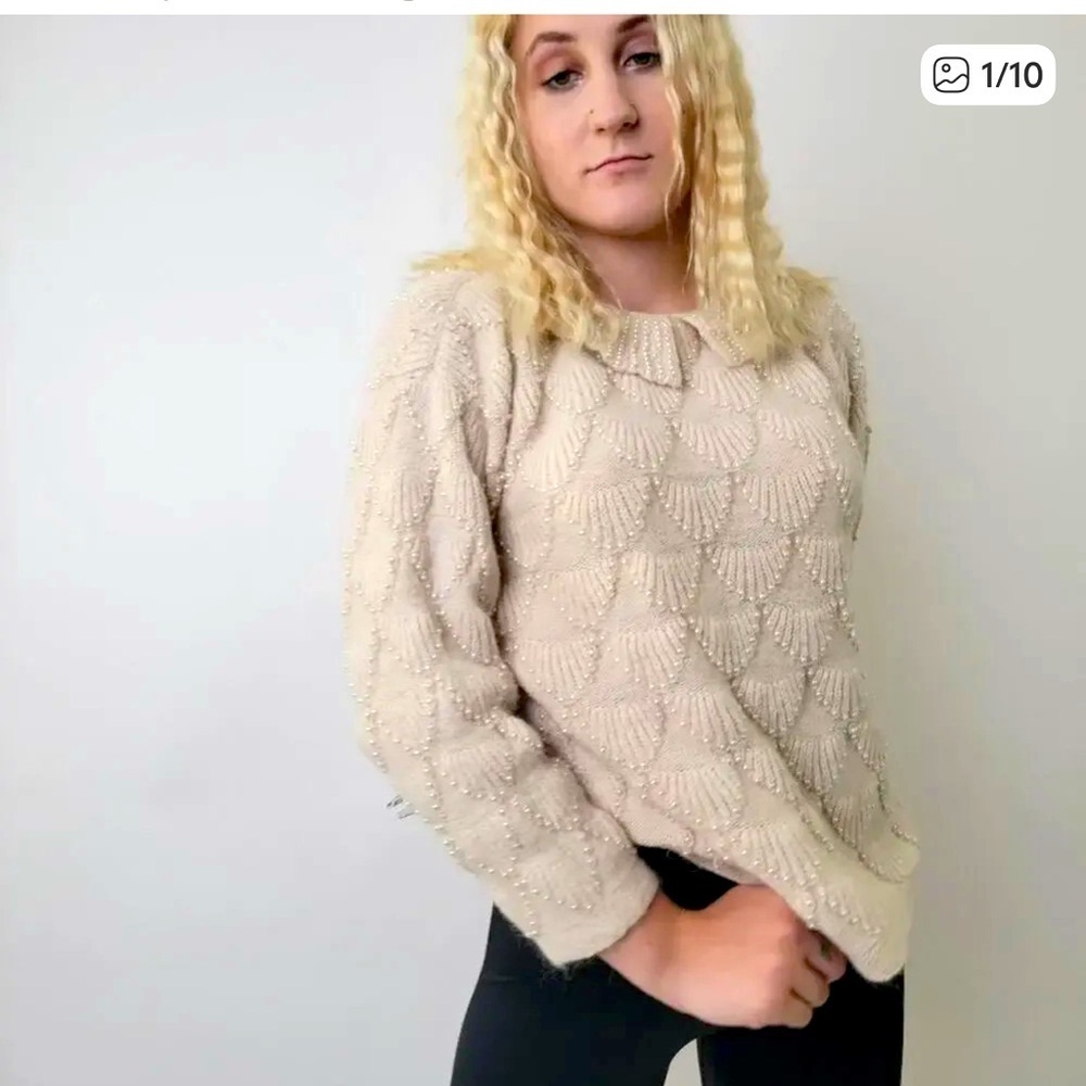 Vintage Rococo English Pearl Cashmere Sweater